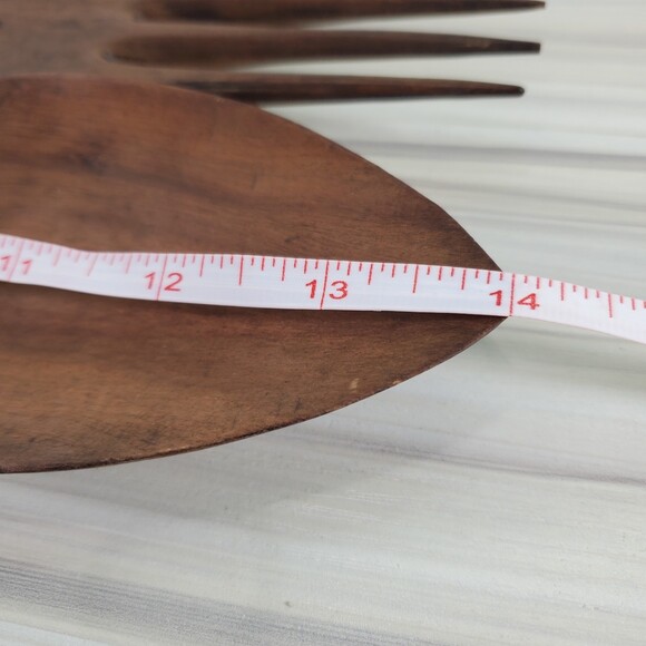 Hand Carved Wood Spoon Fork Set Salad Serving Utensils Grigg African Egyptian - Picture 3 of 8
